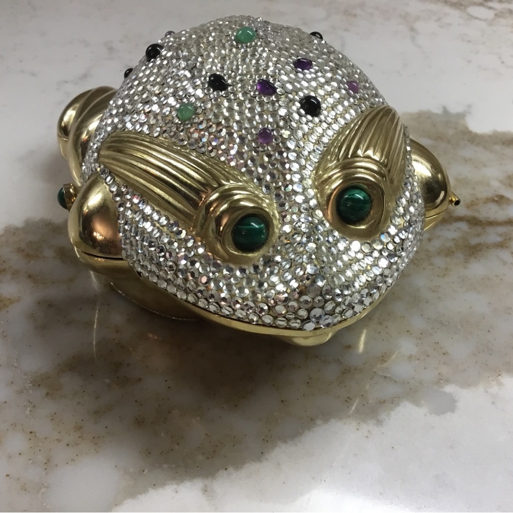 Judith Leiber Crystals FROG Minaudiere Clutch Bag